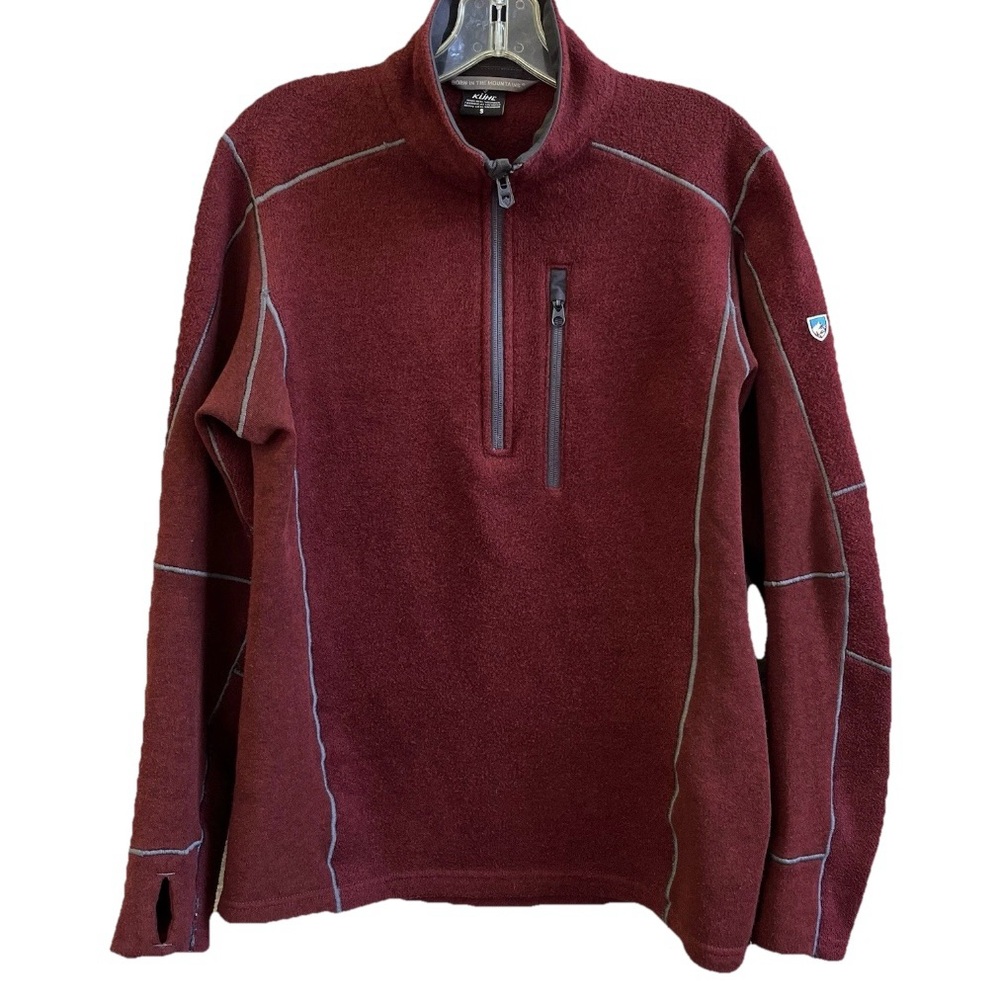 Kuhl Sweater Women Small Burgundy 1/2 Zip Pullover Jacket Fleece Mock  Thumbhole